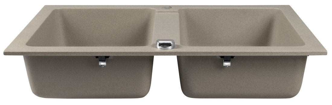 Sapho spoelbak dubbel 78x47,5cm met kraangat beige graniet