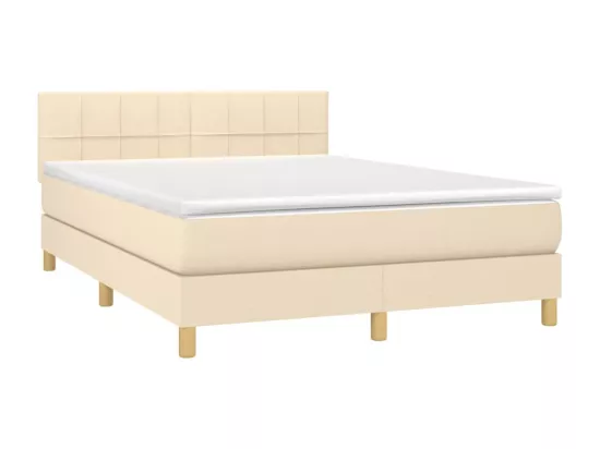 Sommier tapissier avec matelas et LED Crème 140x190 cm Tissu