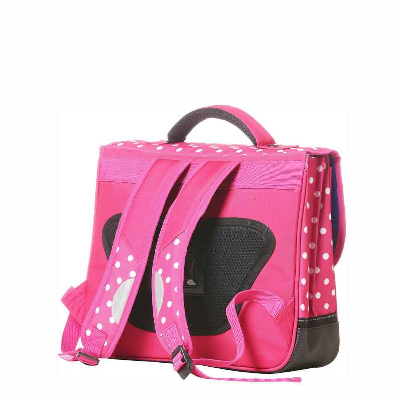 Cartable 38 cm Rose à pois blancs
