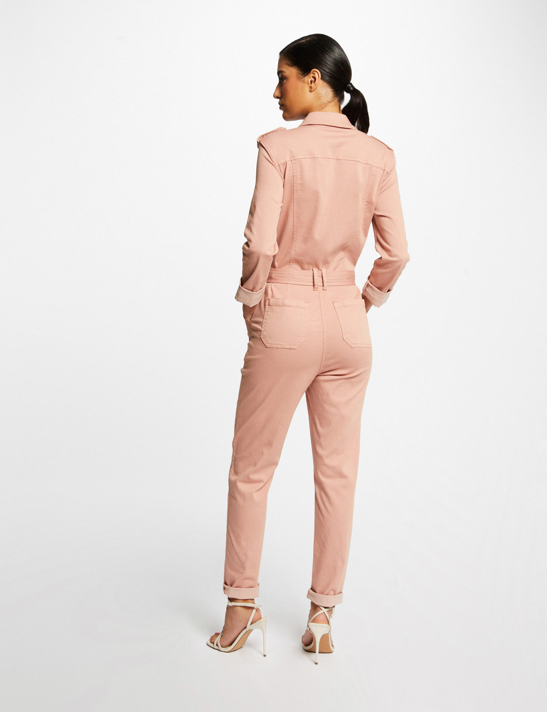 Combinaison droite ceinturée vieux rose femme - vieux_rose