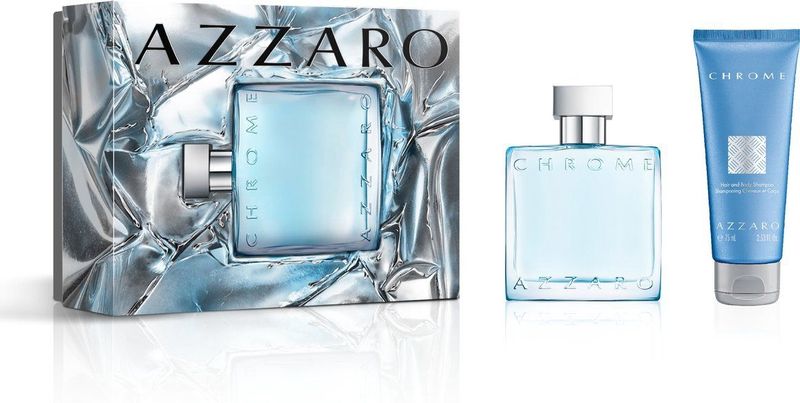 Azzaro - Chrome - Eau de Toilette Geschenkset - 50ml - Shampoo voor Haar & Lichaam 75ml