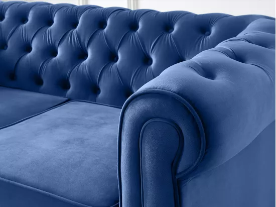 Canapé 2 places CHESTERFIELD - Velours bleu roi