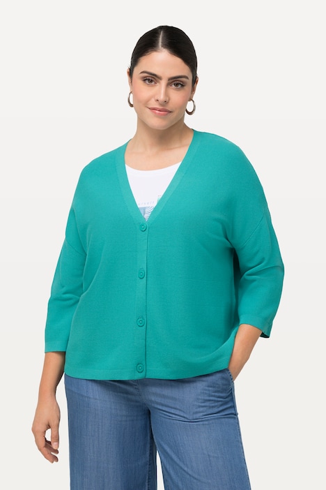 Strickjacke, Linksstrick, Oversized, V-Ausschnitt