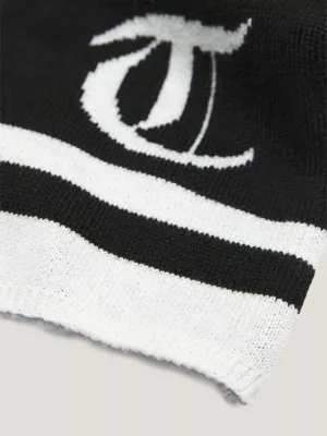 Cachecol com gorro e estampa em entalhe
