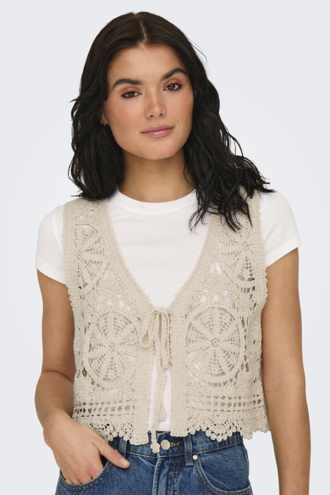 Jacqueline de Yong beige dames gilet