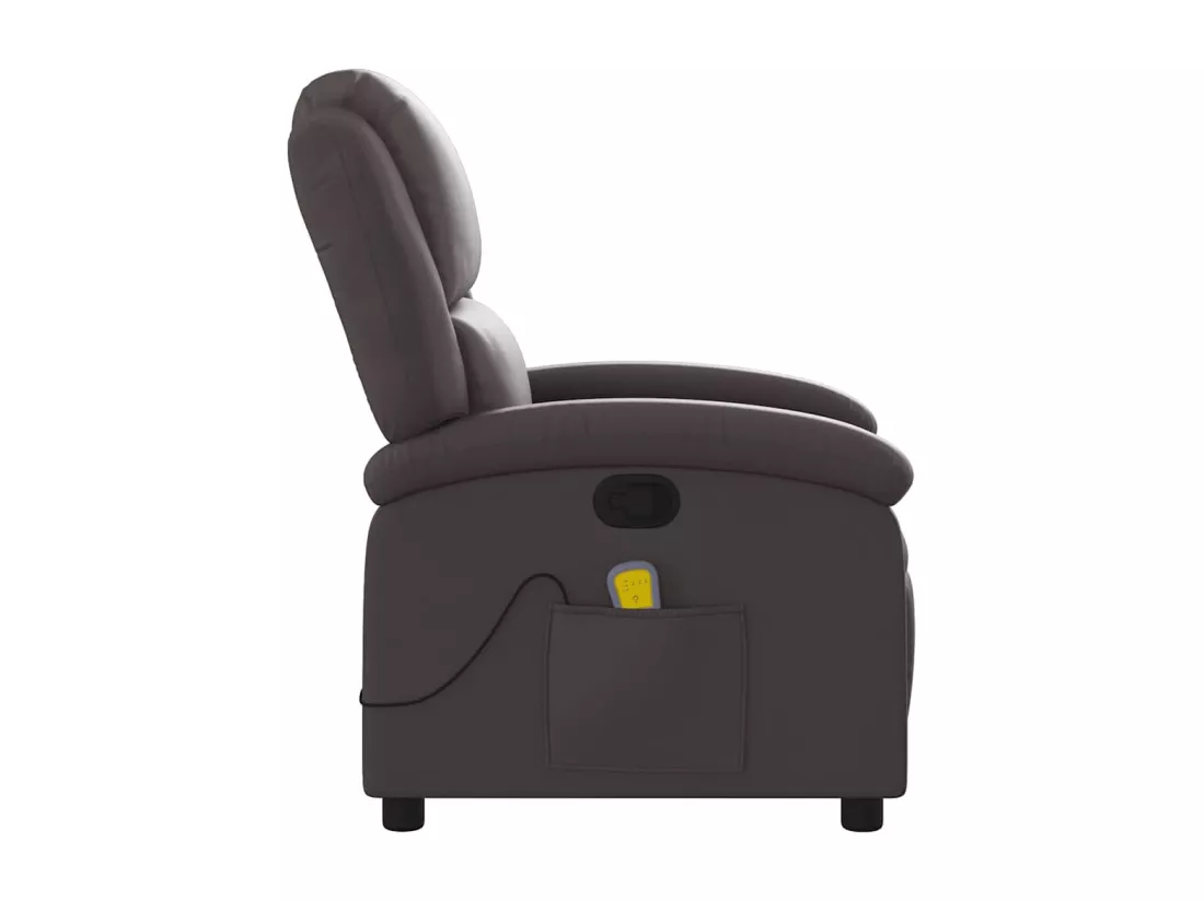 Fauteuil inclinable de massage marron foncé cuir véritable