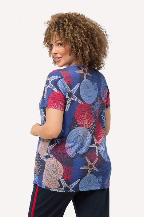 Funktionsshirt, Muscheln, V-Ausschnitt, Halbarm