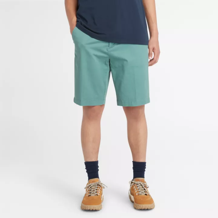 Short chino en sergé extensible pour homme en bleu sarcelle