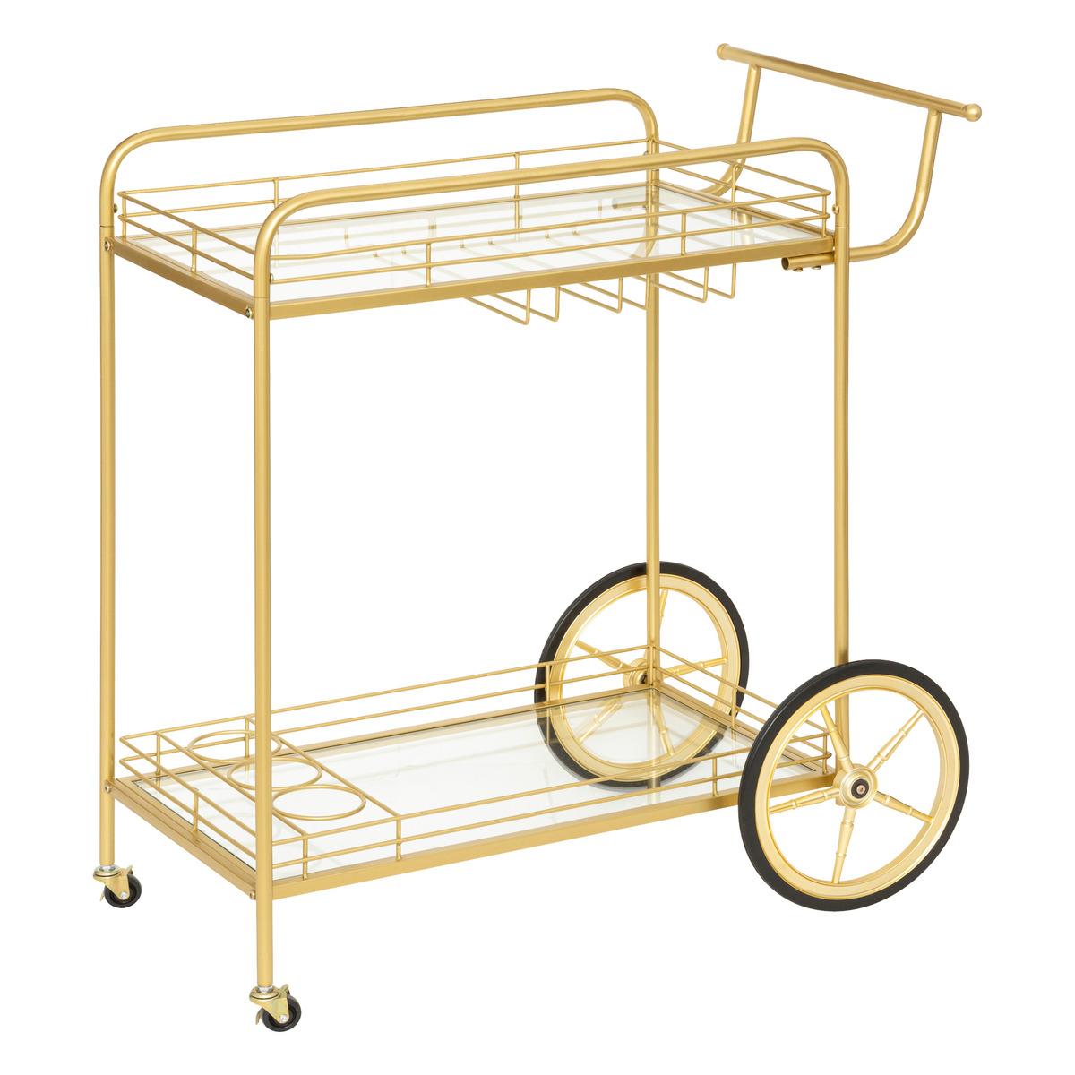 DESSERTE METAL VERRE ANTONELLA DORE H.90CM