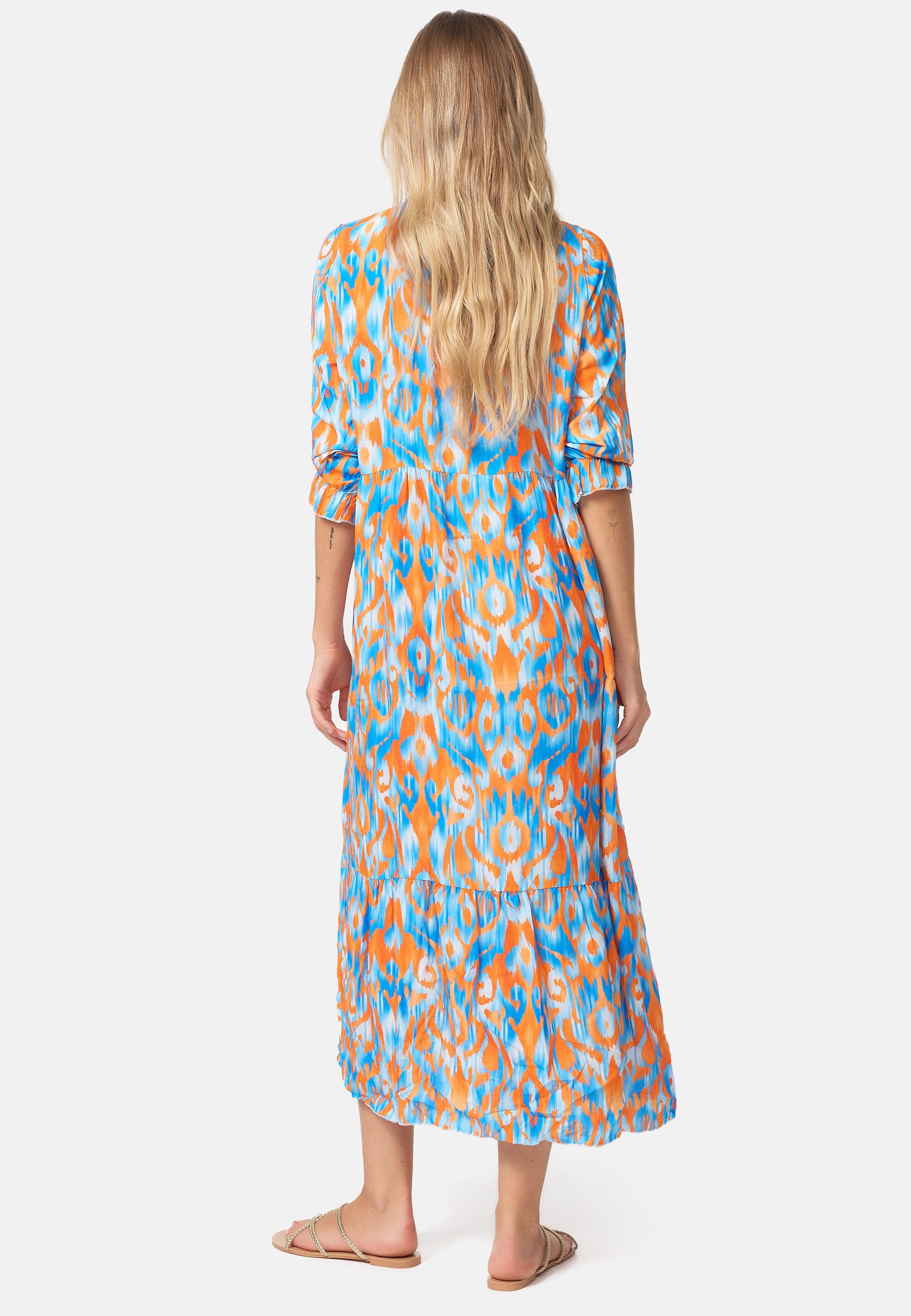PM SELECTED Damen Maxikleid Sommerkleid Jersey Strandkleid mit Muster in Einheitsgröße PM37