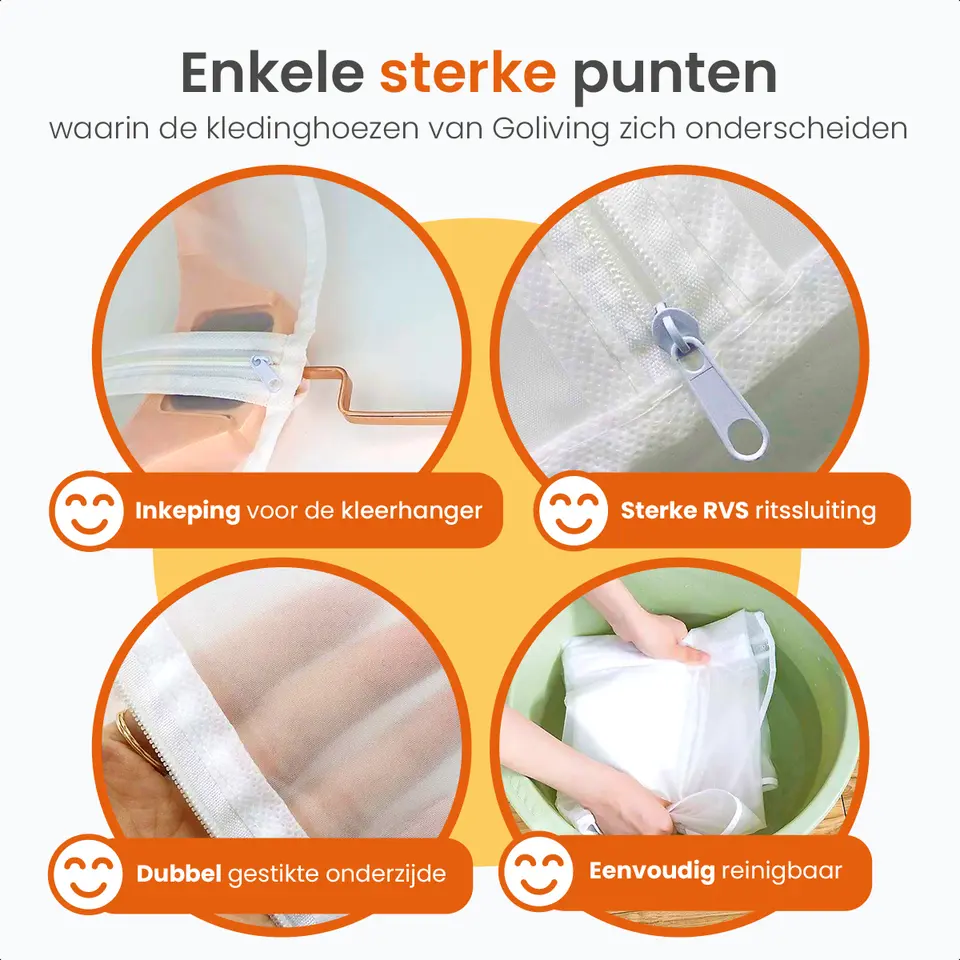 Goliving Kledinghoezen - 10 stuks - Kledinghoes - Kledingzak met Rits