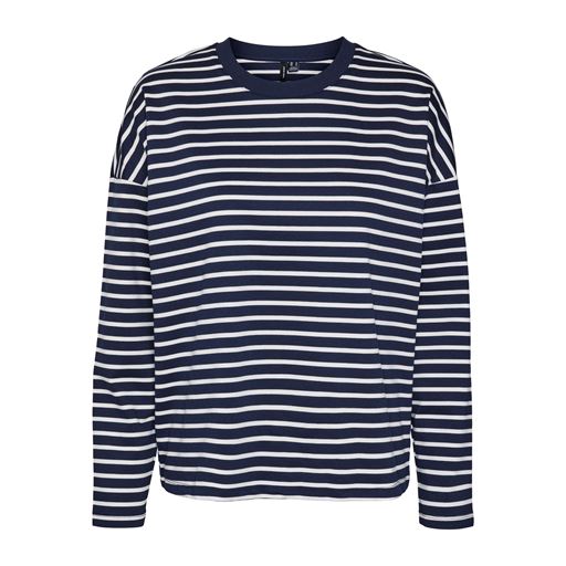 Vero Moda Abby Langærmet Bluse, Navy Blazer/Snow White, M