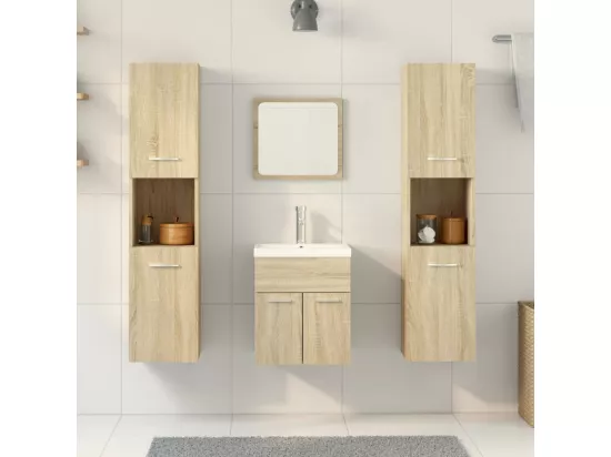 Ensemble de meubles de salle de bain 5 pcs chêne sonoma