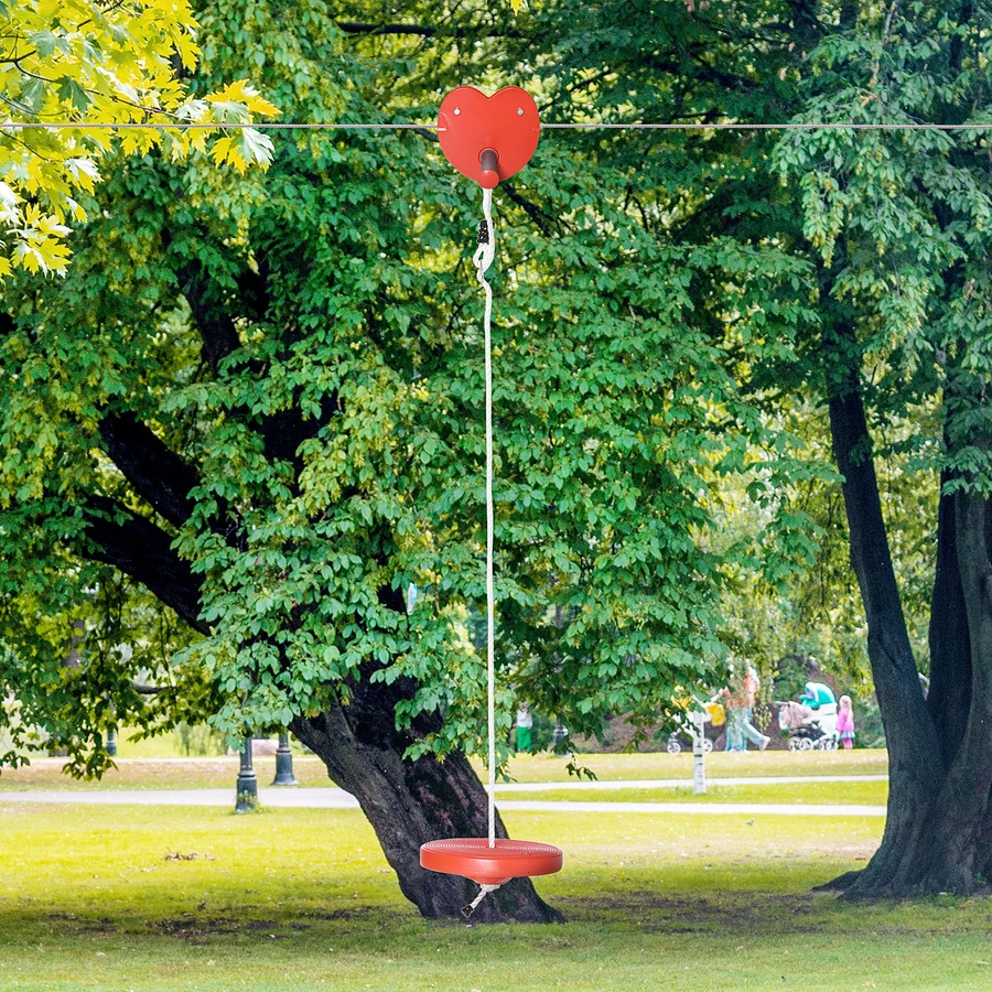 Outsunny Seilrutschen-Set mit verstellbarer Seillänge rot