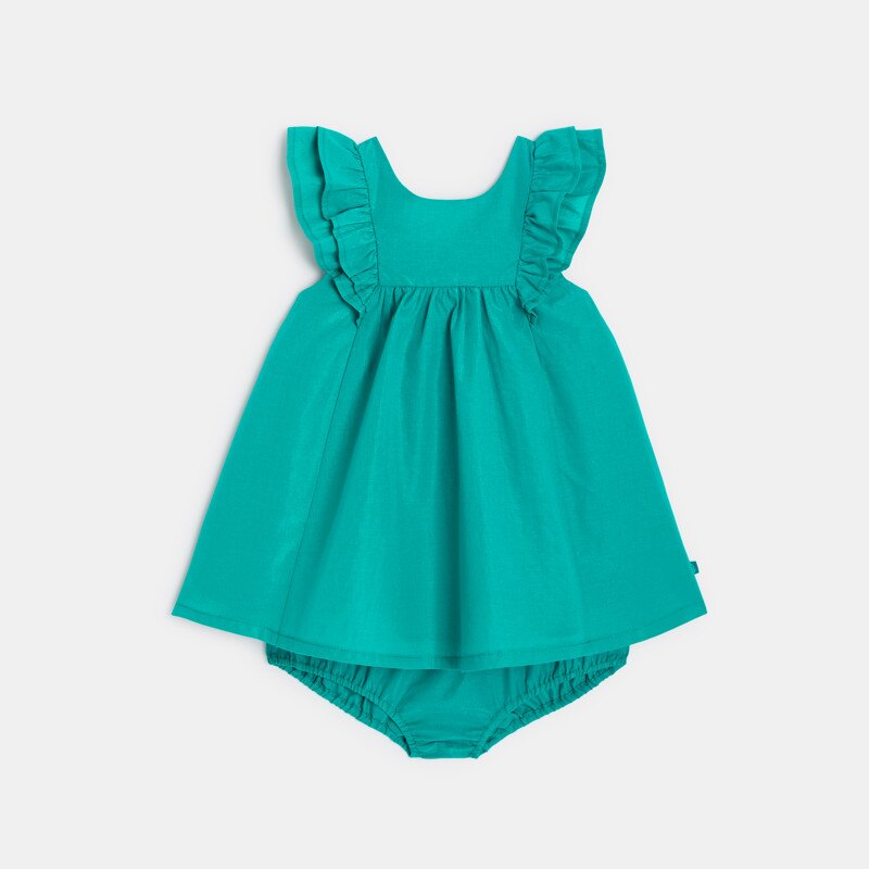 Robe de cérémonie irisée avec bloomer verte bébé fille Vert