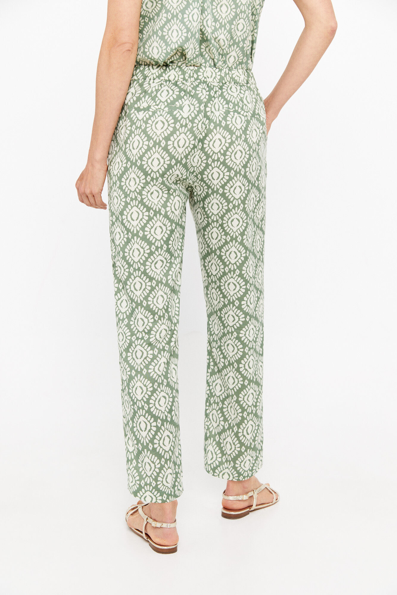 Calças fluidas estampadas - Estampa verde