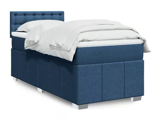 Sommier à lattes de lit avec matelas Bleu 90x190 cm Tissu