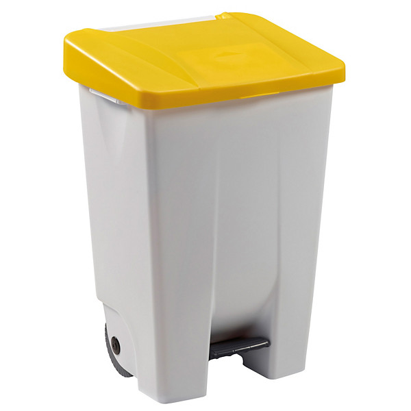 ROSSIGNOL Poubelle mobile à pédale - 80l - mobily - blanc / jaune