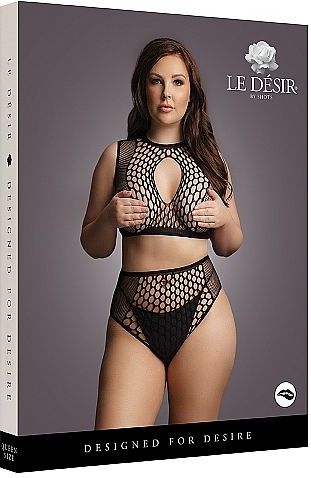 Shots - Le Désir Duo Net Key-Hole Bh Set - Plus Size black OSX