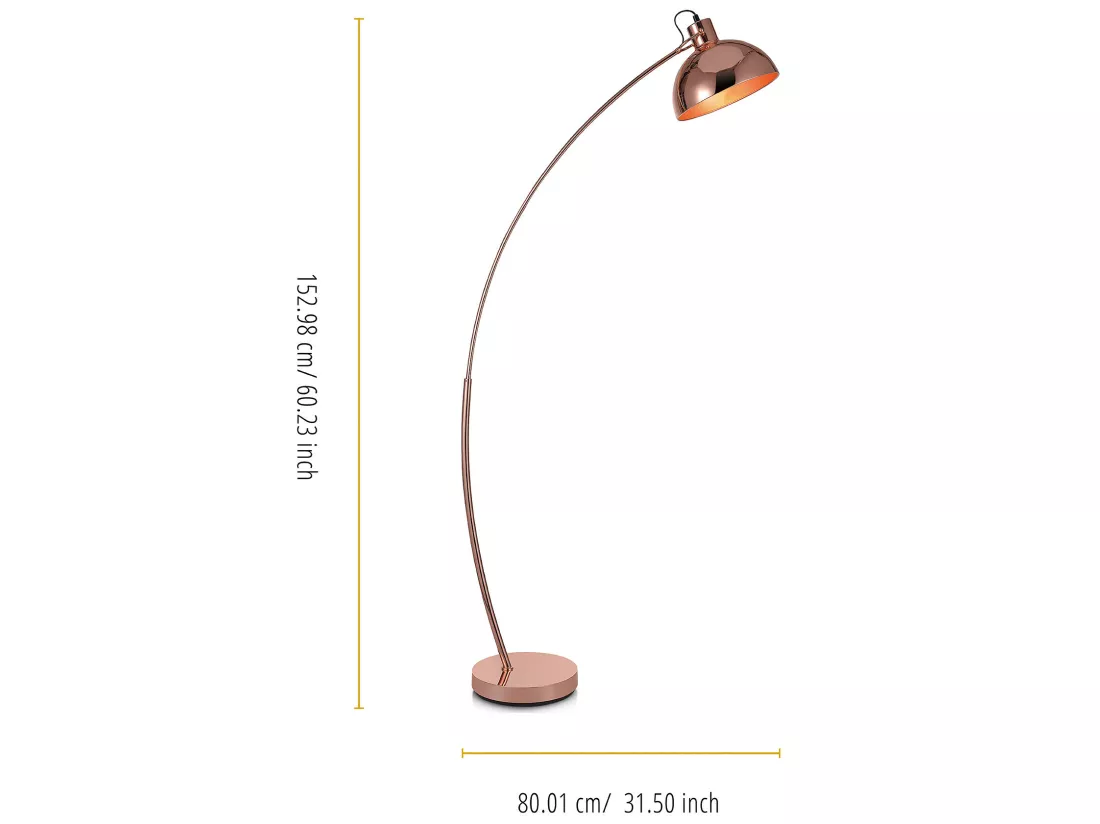 Lampadaire Arco métal arc lampe de sol sur pied abat-jour rose doré VN-L00025-EU