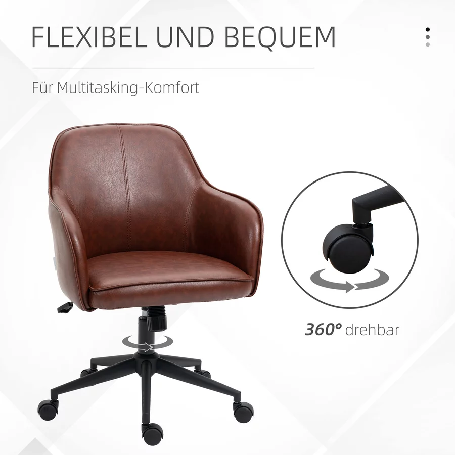 Vinsetto Bürostuhl mit Rollen braun