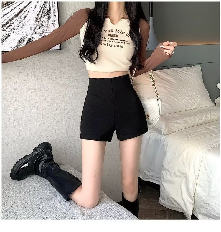 deersweeti - Hoge taille effen shorts
