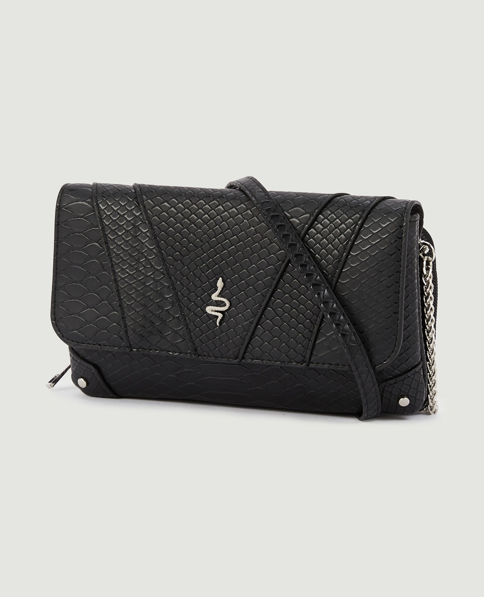 Sac pochette effet serpent avec chaine - Noir