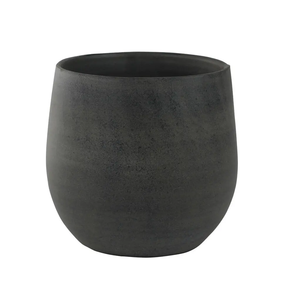 Ter Steege Plantenpot - keramiek - zwart - grafiet - 22 x 20 cm