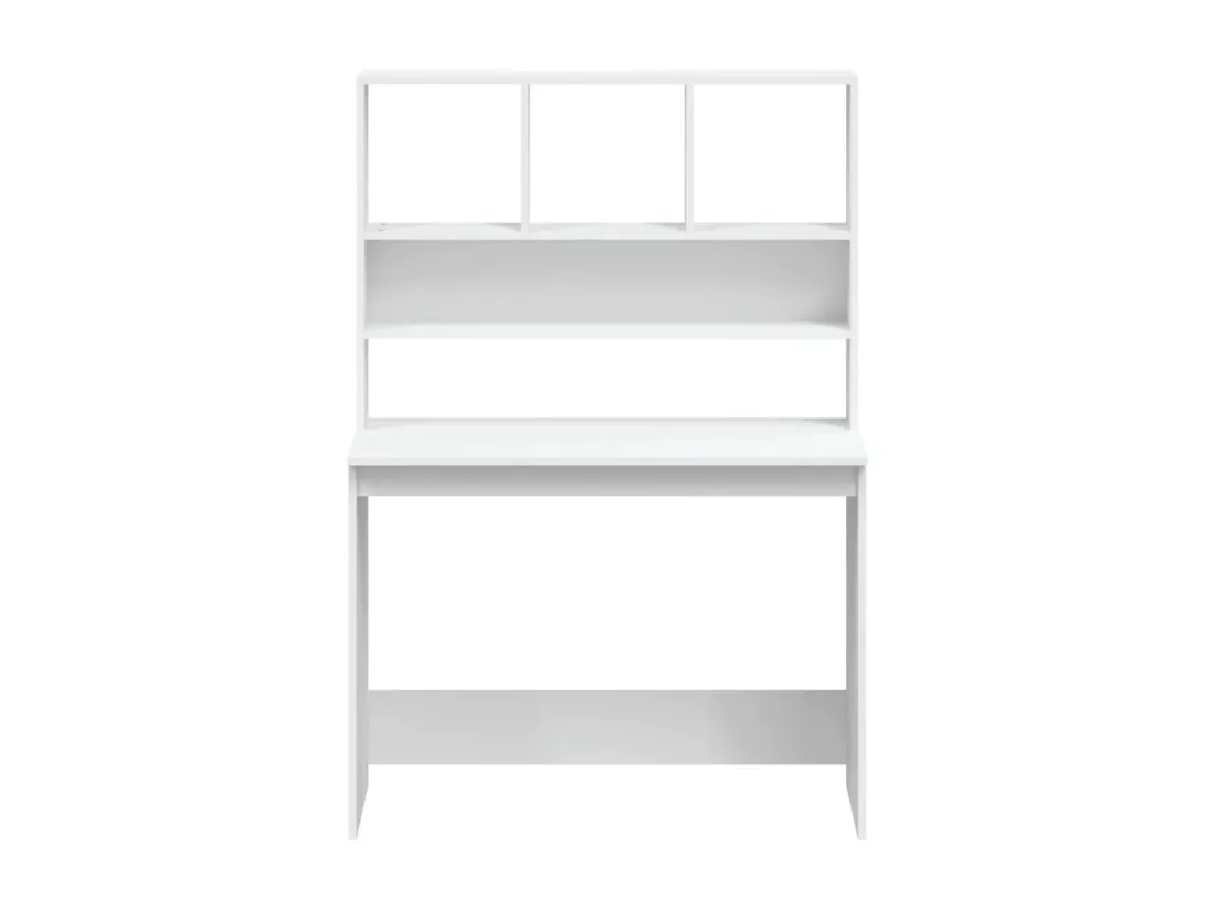 Bureau avec étagères Blanc 102x45x148 cm Bois d'ingénierie