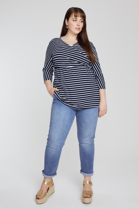 Bellieva-Wickelshirt, V-Ausschnitt, Stilleinsatz, Biobaumwolle, GOTS