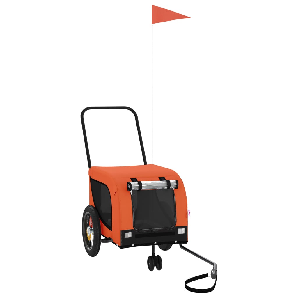 vidaXL Pet Bike Trailer Iron Oxford Cloth Orange Black
