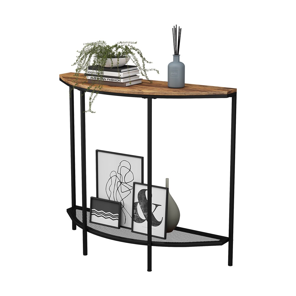 Vicco Wohnzimmertisch Fyrk Eiche Schwarz 92 x 81,5 cm mit offener Ablage