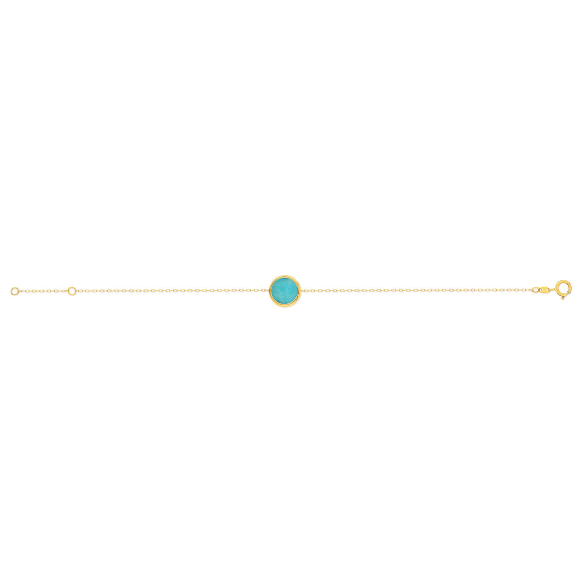 Bracelet or 750 jaune amazonite ronde 18.5 cm