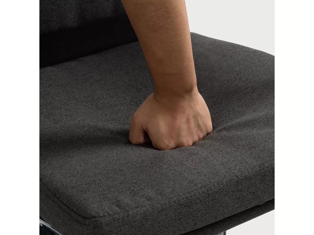 Chaise de bureau - Tissu & Métal chromé - Gris foncé - Cleveland