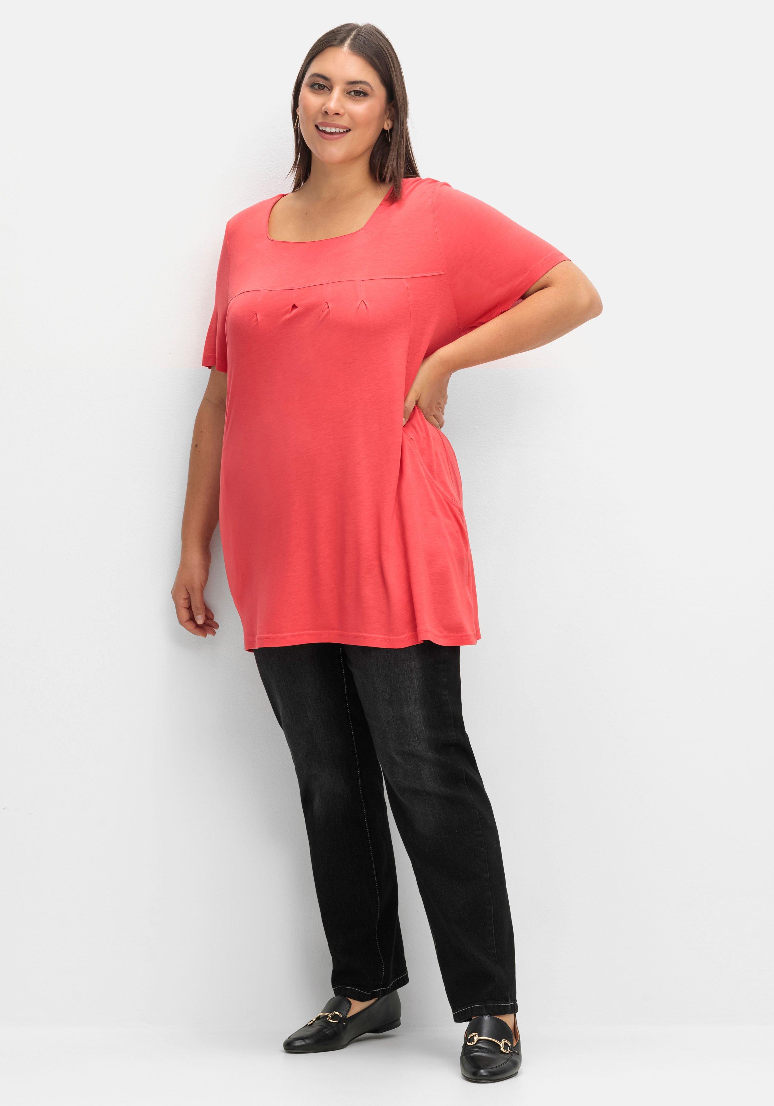 Longshirt mit Taschen und Karreeausschnitt