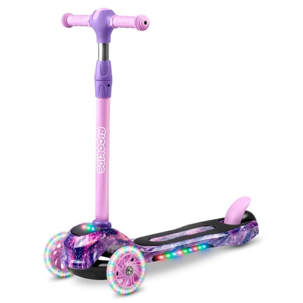 Scooter for barnHovedtrekk:- Fargerik LED-belysning på hjul, dekk og frontpanel- Justerbar høyde på styret- Store, sikre hjul med stor avstand- Bredt,