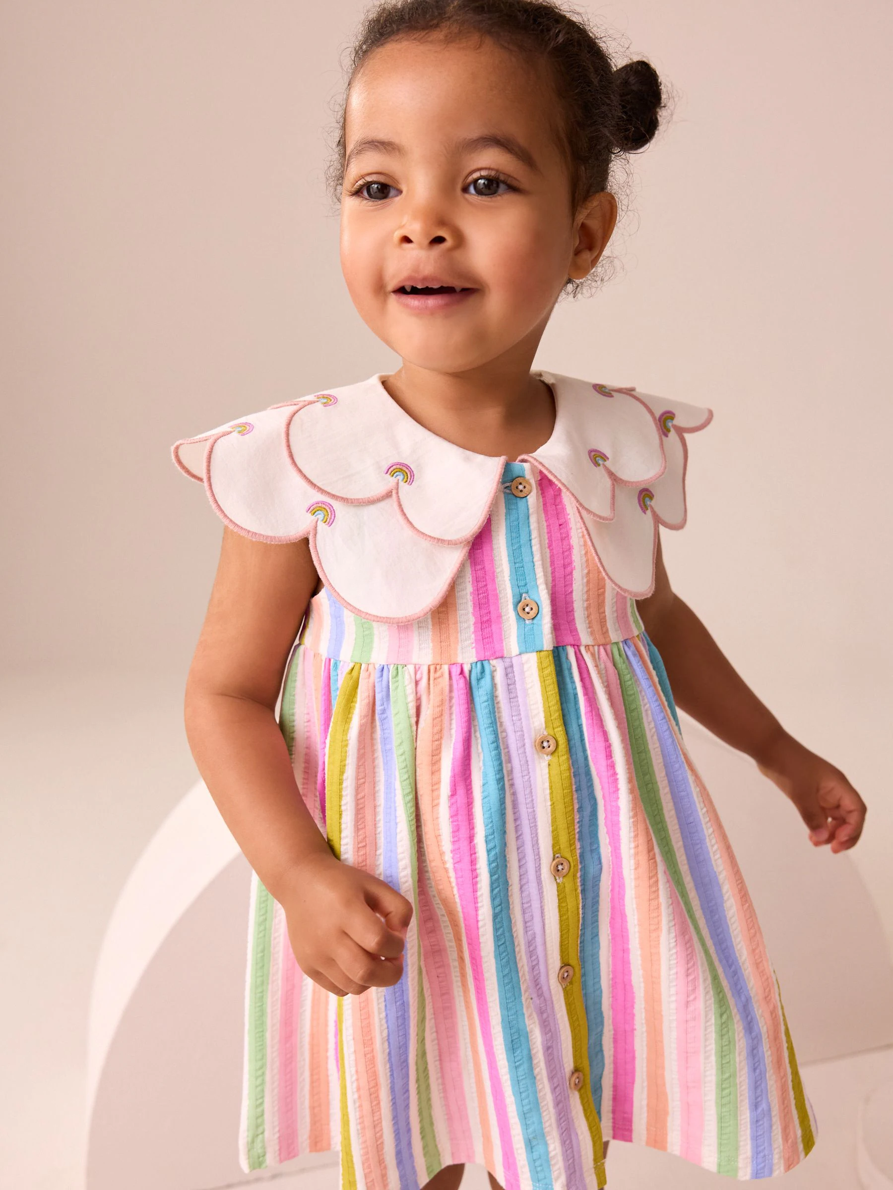 Regenboog - Zomerjurk met kraag (3mnd -7jr)