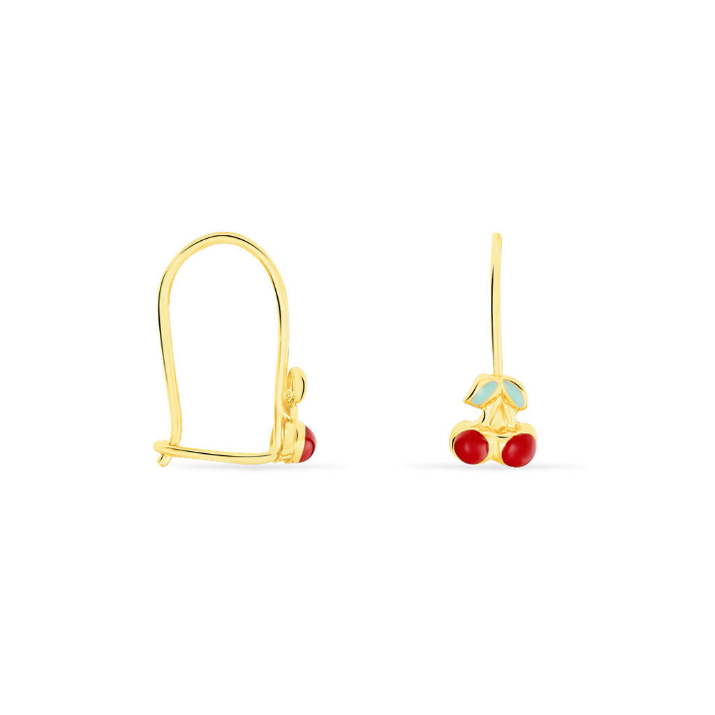 Boucles D'oreilles Pendantes Cherry Cerise Or Jaune
