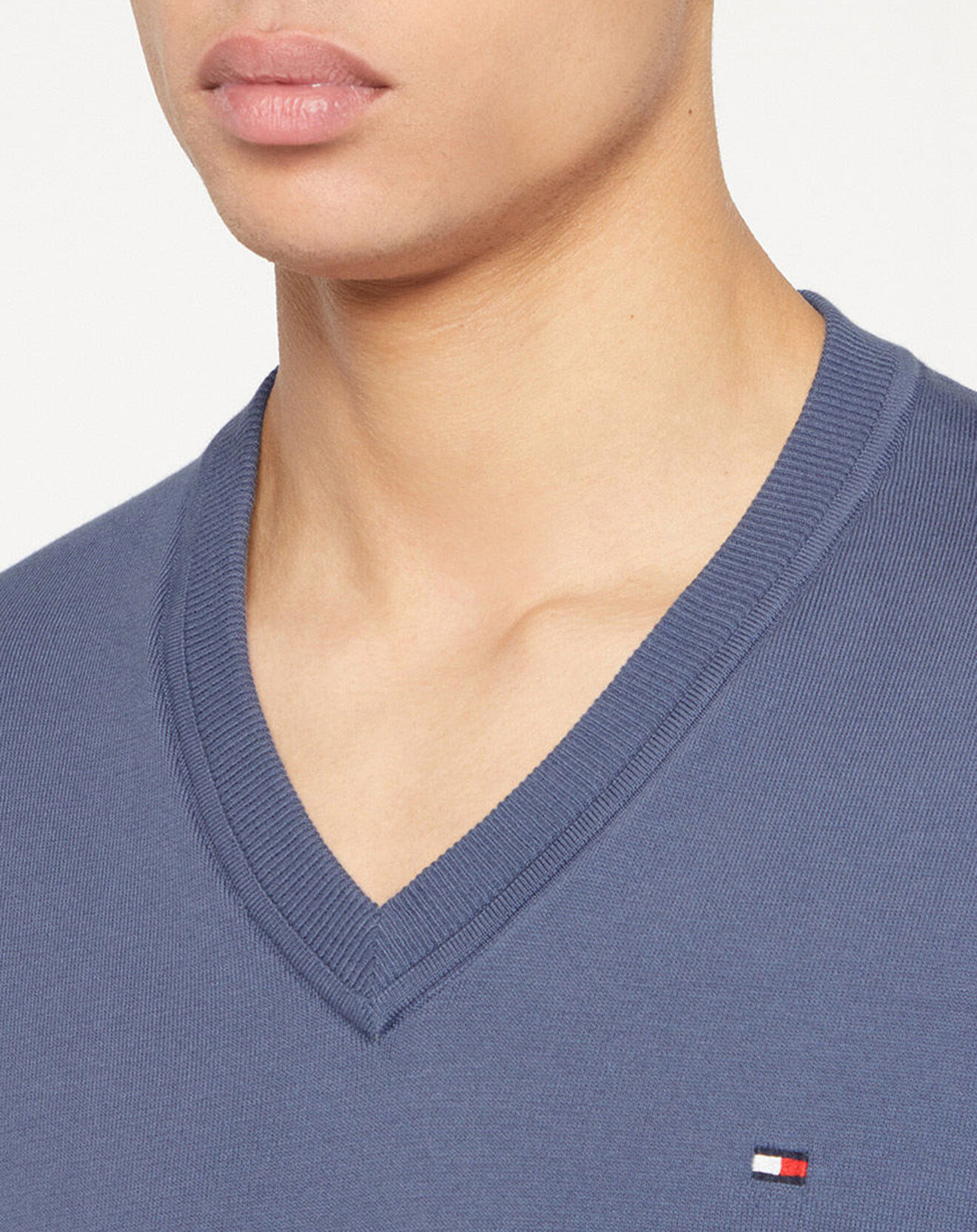 Tommy Hilfiger Pull 1985 col V bleu vintage