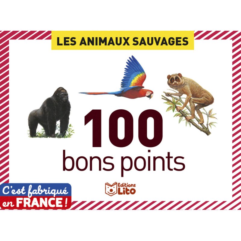 Bon point éditions lito animaux sauvages texte pédagogique au verso 61x82mm boîte 100 unités