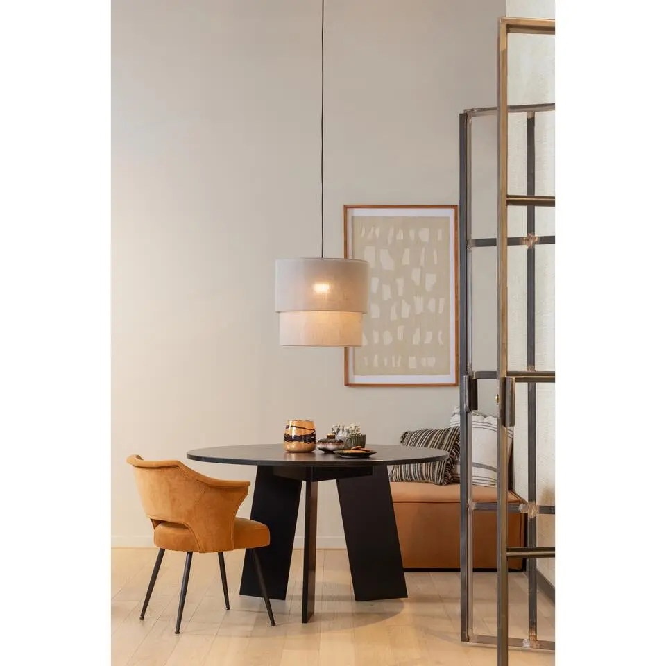 WOOOD Rhonda Eettafel - Eiken - Blacknight - Ø129 cm