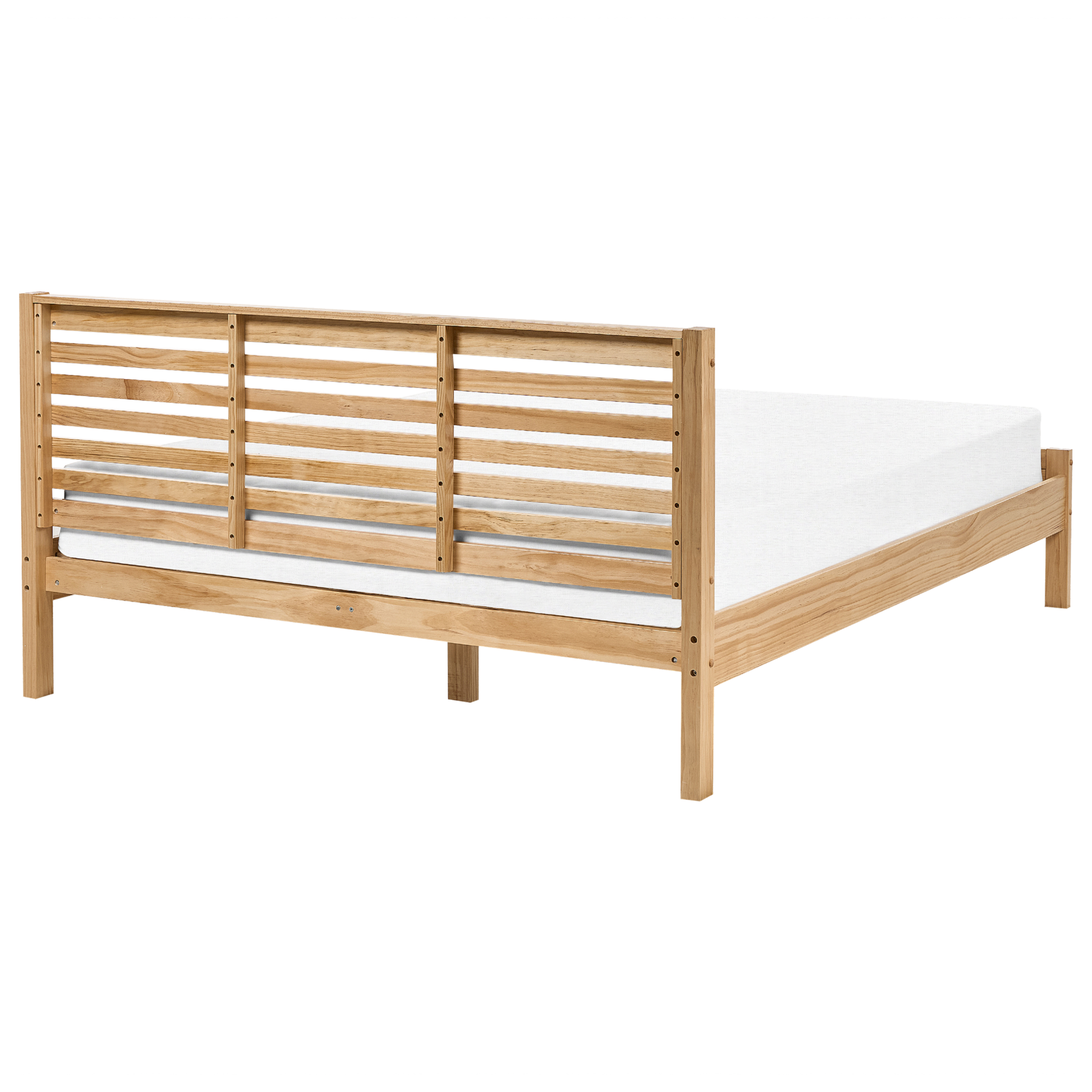 Beliani-CARNAC -Tweepersoonsbed-Lichtbruin-160 x 200 cm-Rubberhout