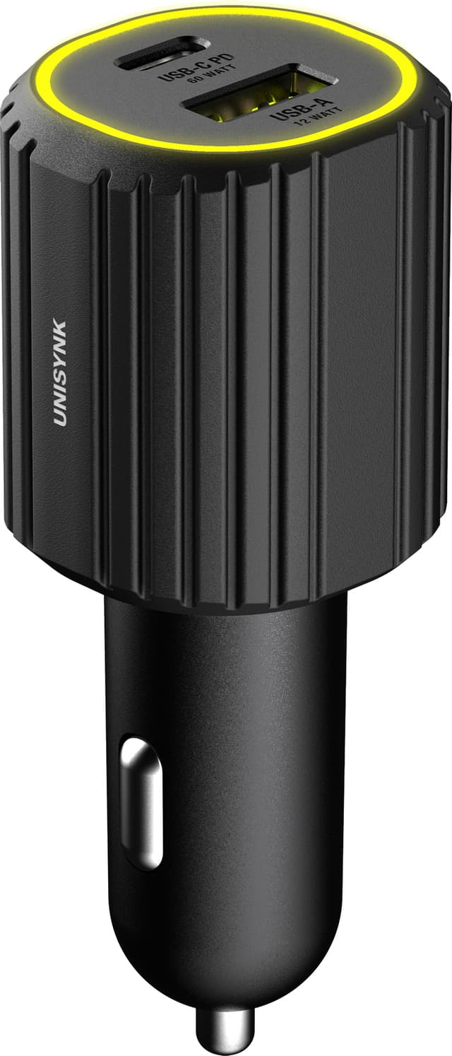 Unisynk USB-C/USB-A biloplader (sort)