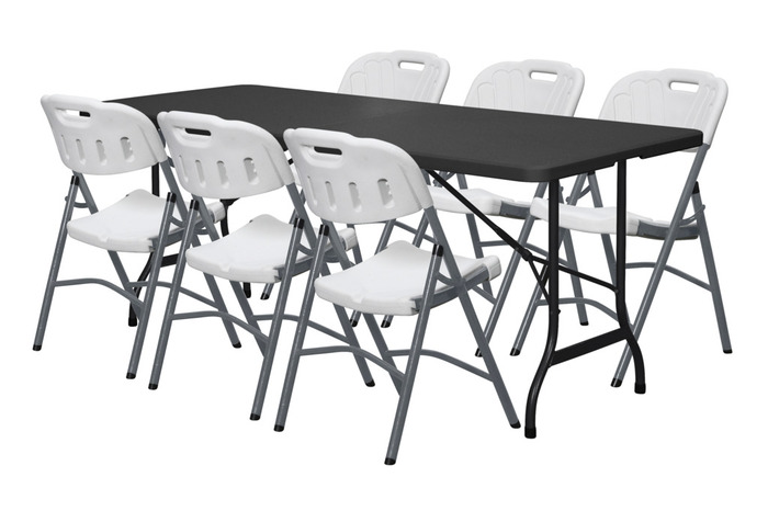 Foldebord metal/plast 180 x 75 cm sort