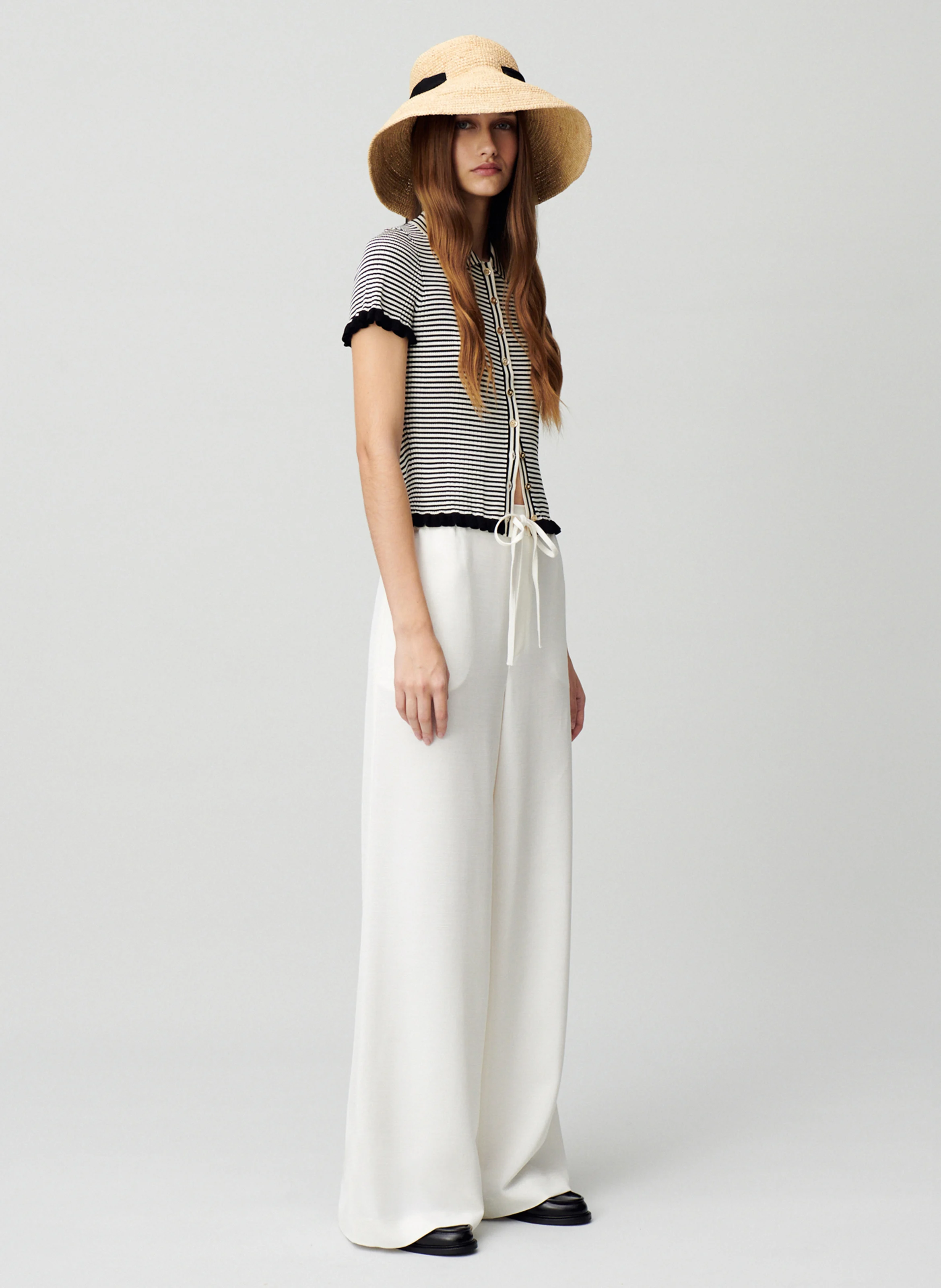 Pantalon large| Blanc