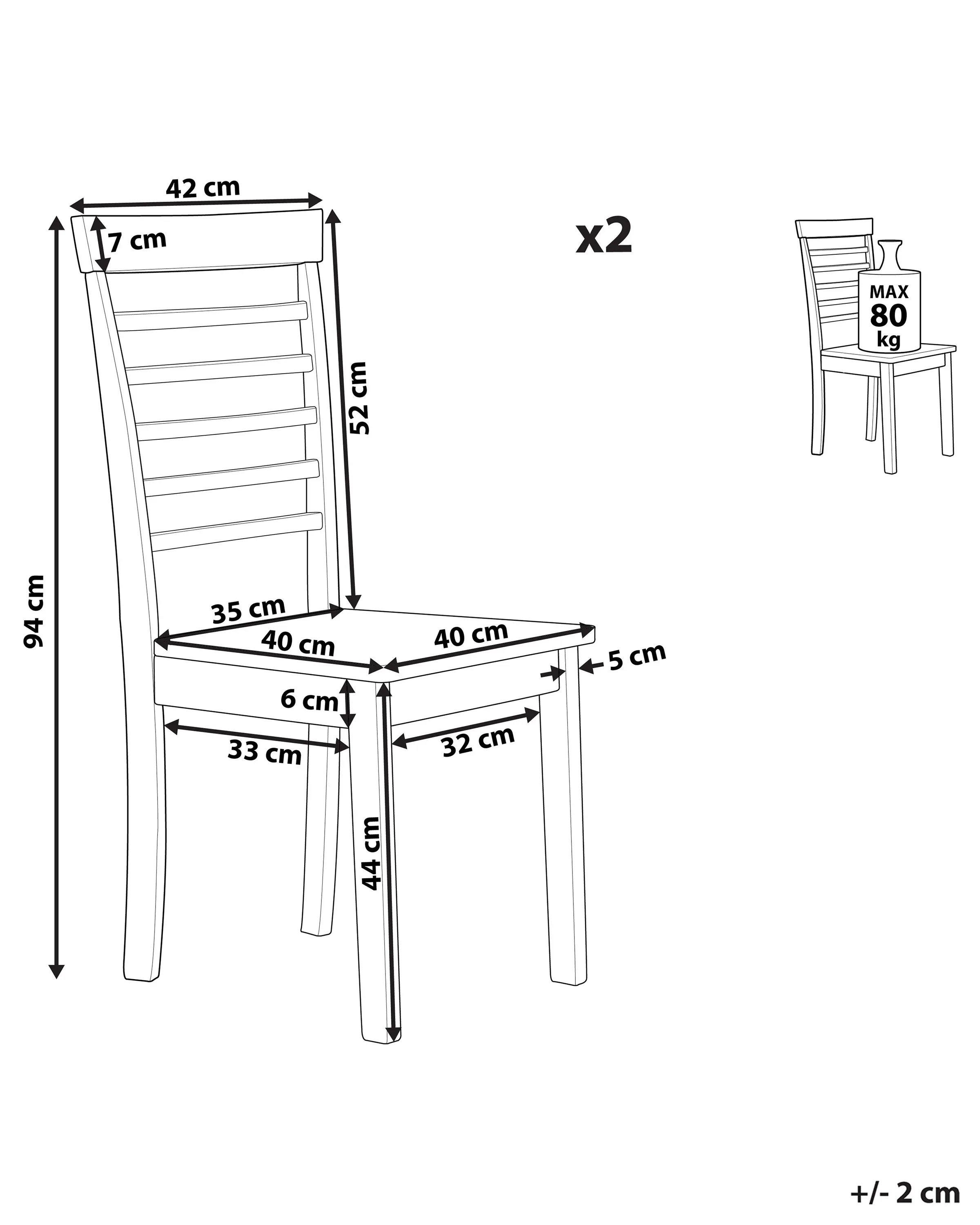 Set van 2 eetkamerstoelen BATTERSBY Hout Wit