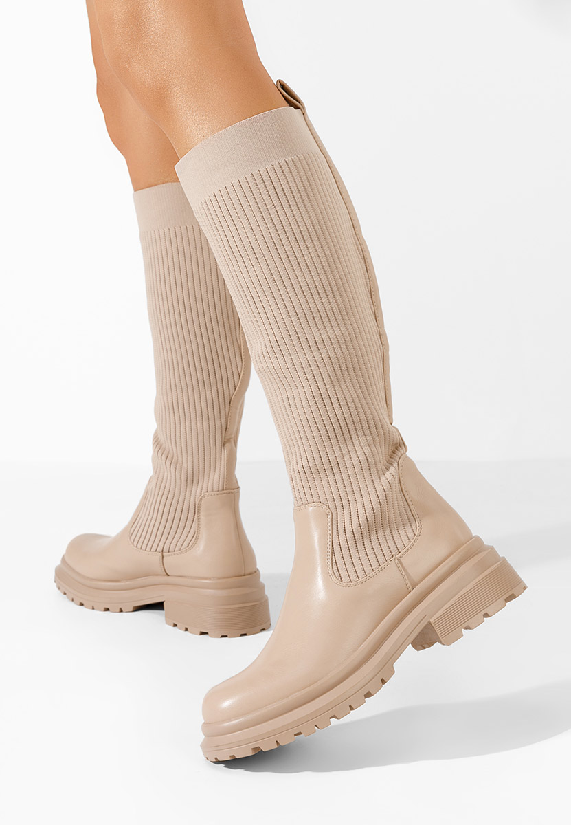 Bottes chaussettes beige Fareza