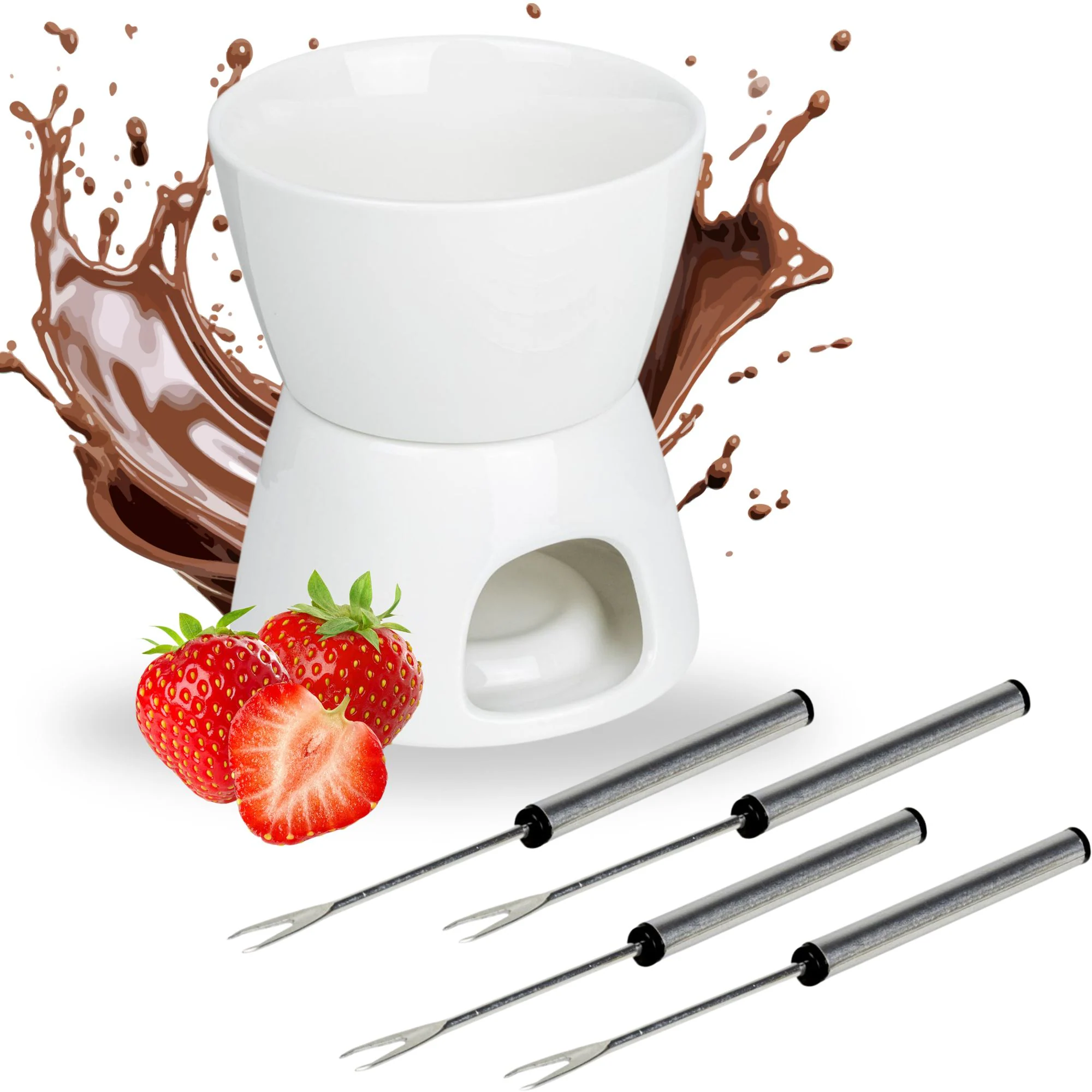 Schokoladen Fondue-Set aus Porzellan, 450 ml