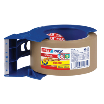 Tesa verpakkingstape 50 mm 66 meter met afroller bruin