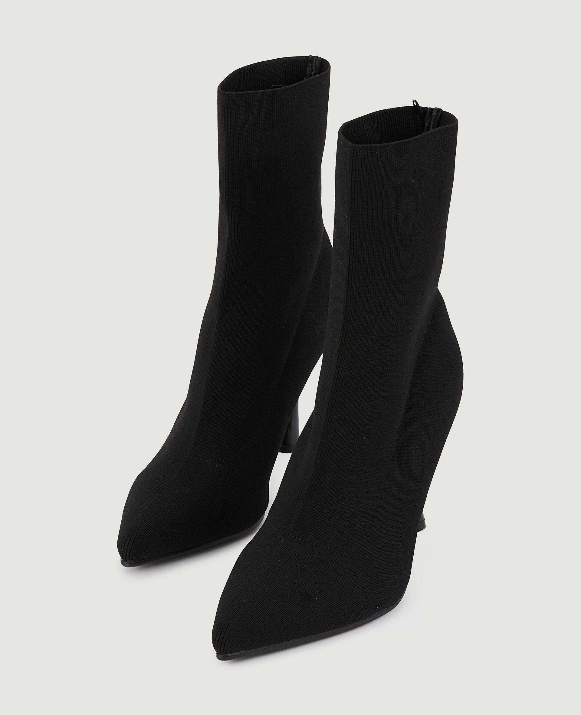 Boots pointues en maille textile extensible - Noir